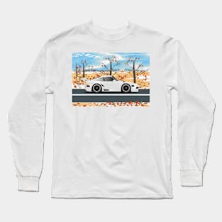 SuperCar on Desert Road during Autumn - White Long Sleeve T-Shirt